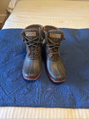 Sperry Men’s Brown Duck Boots - Waterproof Leather & Plaid Upper